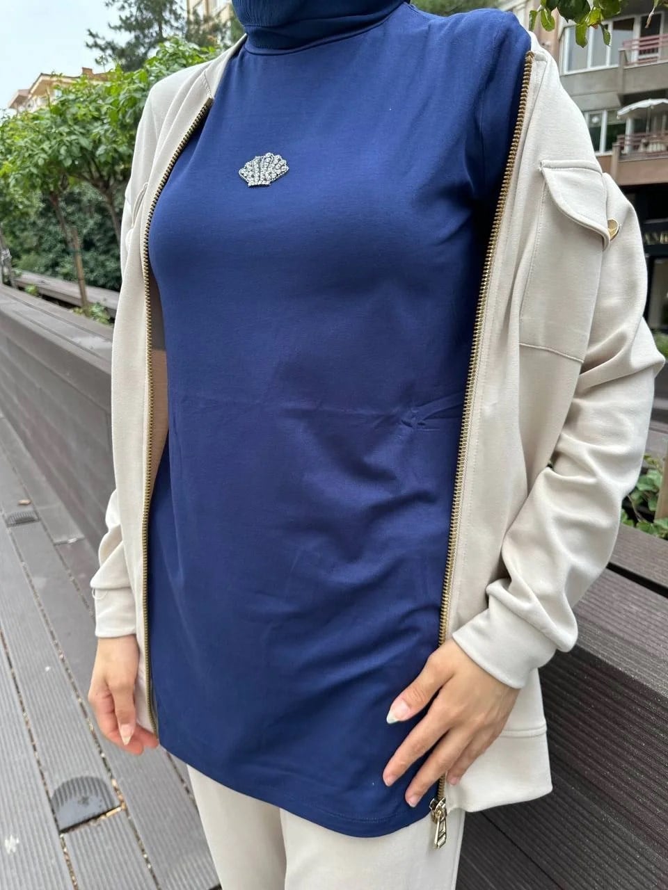 Missemramiss T4491 Lacivert Aksesuarlı Tişört