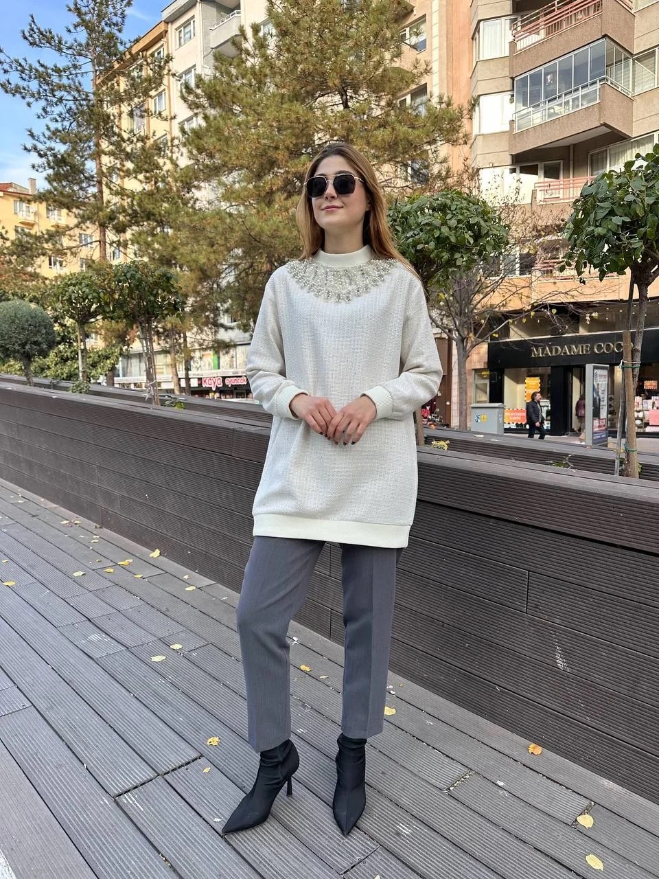 Missemramiss T4609 Ekru Bright Taşlı Tunik