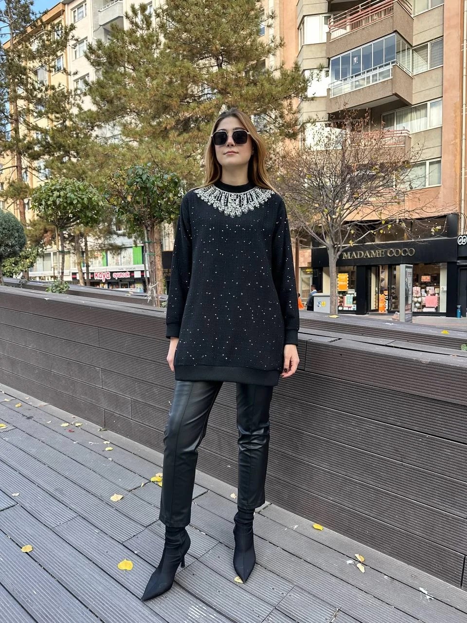 Missemramiss T4609 Siyah Bright Taşlı Tunik