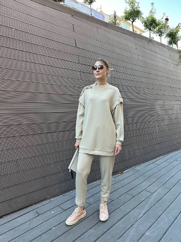 Missemramiss T4671 Bej Triko Garni Modal Takım