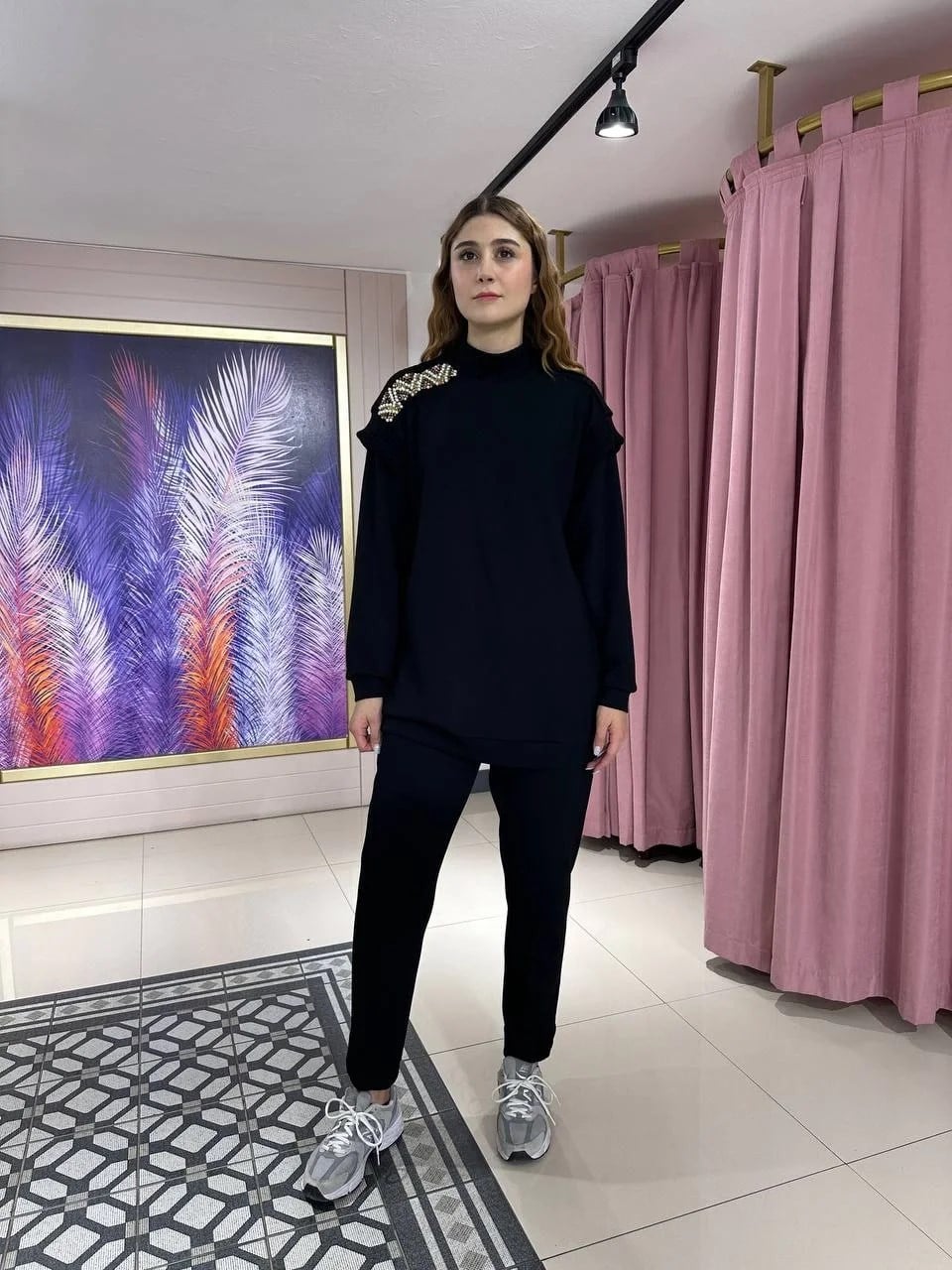 Missemramiss T4671 Siyah Triko Garni Modal Takım