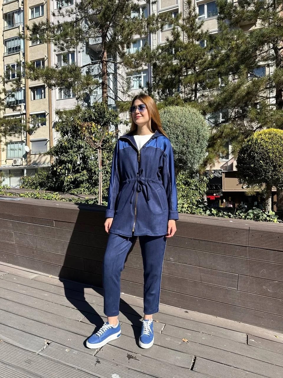 Missemramiss T4673 Lacivert Süet Saten Takım
