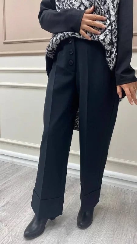 Misswhence 32128 Siyah Düğme Detaylı Pantolon
