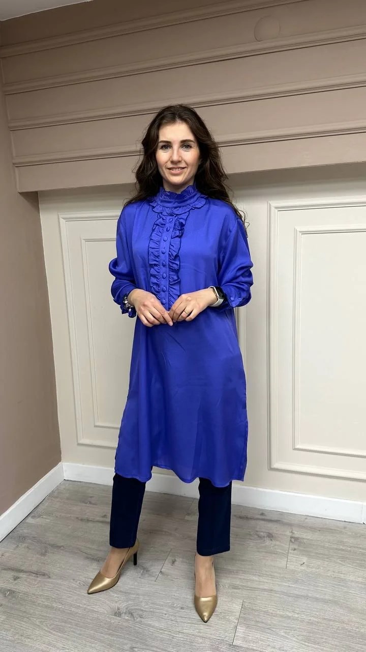 Misswhence 33008 Mor Laci Yaka Detaylı Tunik