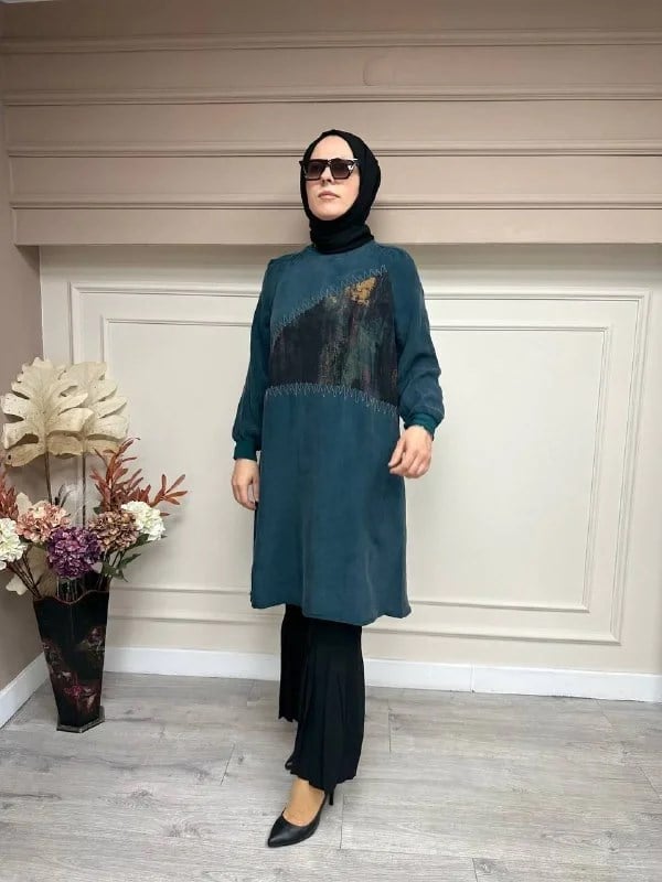 Misswhence 33014 Zümrüt İpek Tunik