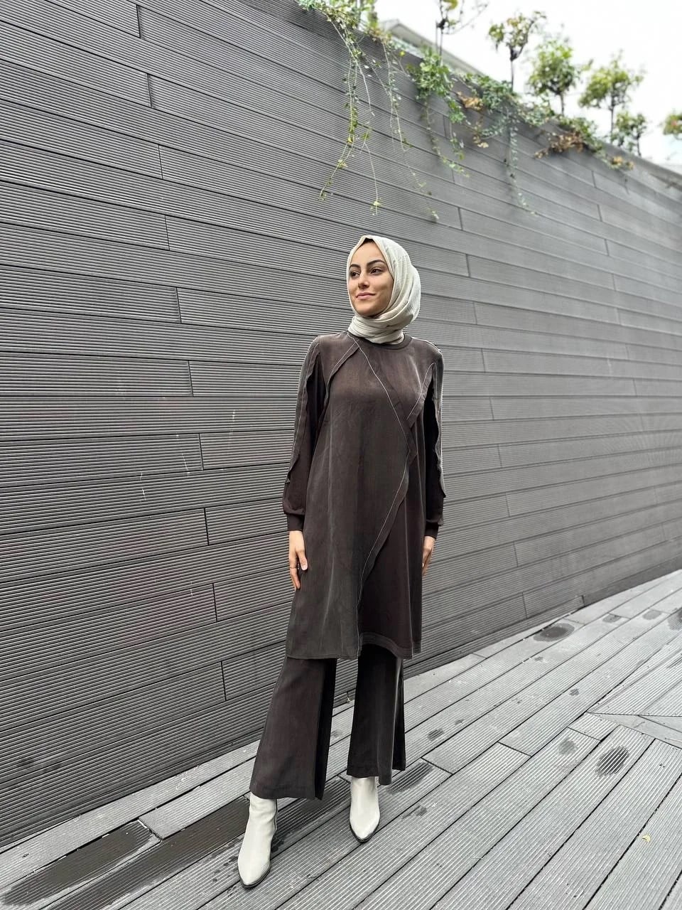 Misswhence 34027 Kahverengi İpek Tunik