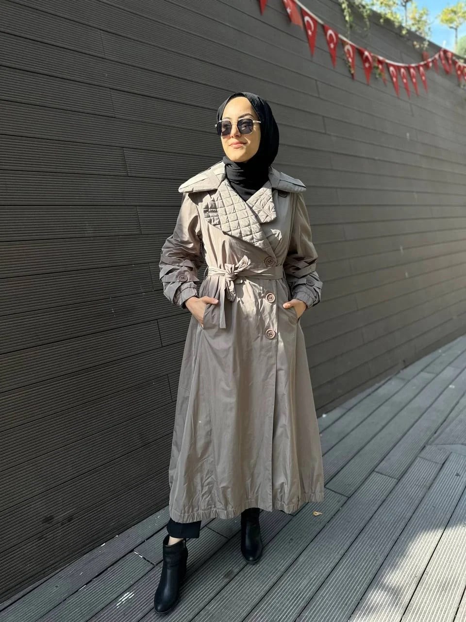 Misswhence 34515 Vizon Yakası Kapitone Trençkot