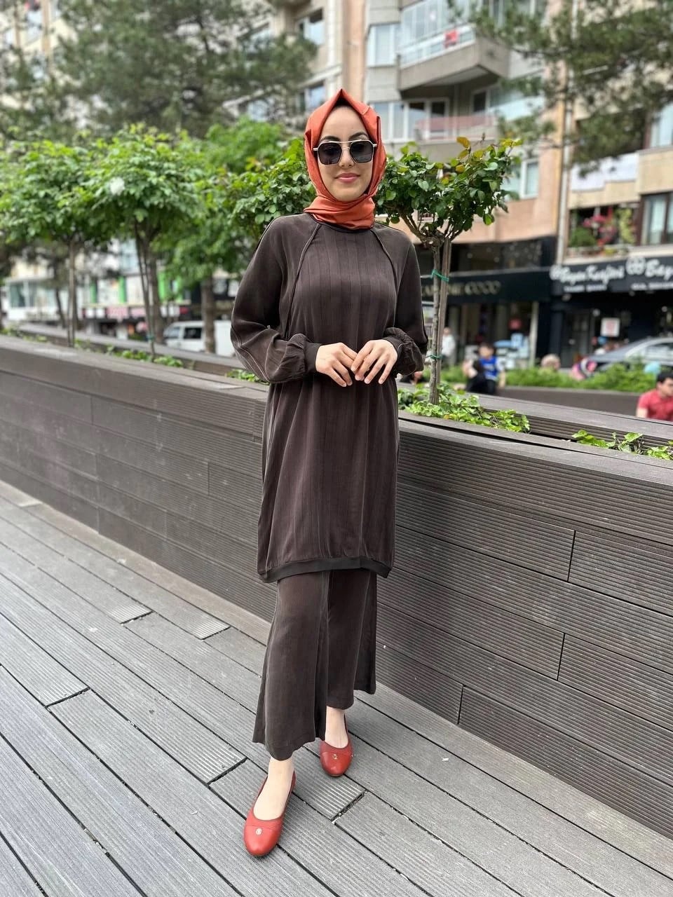 Misswhence 35010 Kahverengi İpek Tunik
