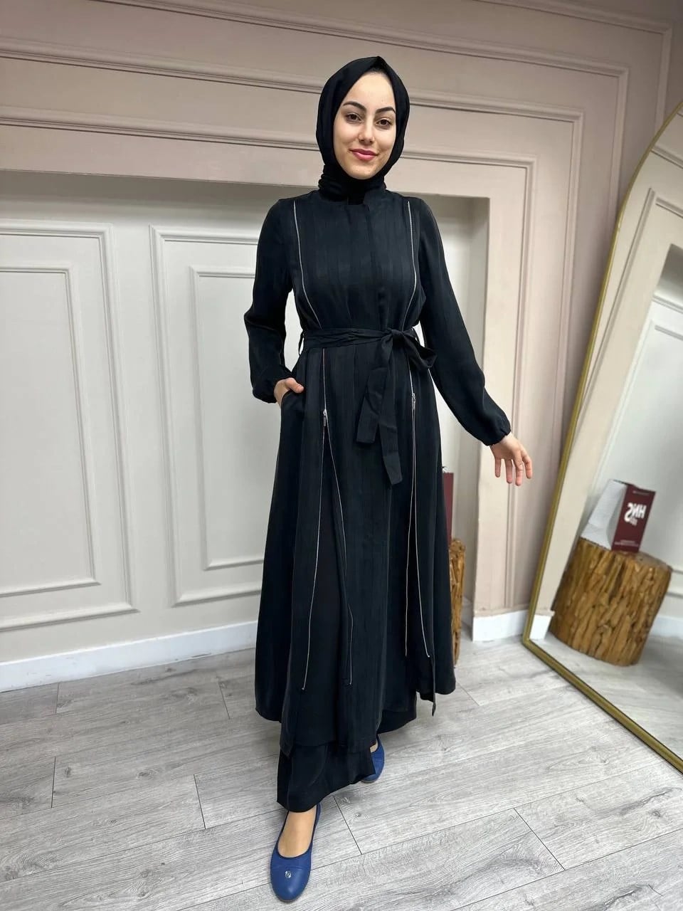 Misswhence 35505 Siyah Fermuar Arası Şifon Detaylı Kap