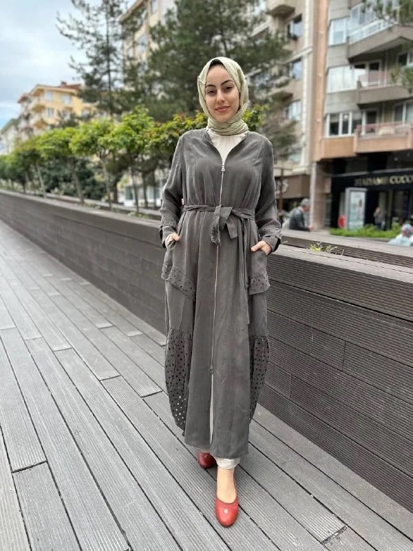 Misswhence 35511 Haki Lazer Detay İpek Kap