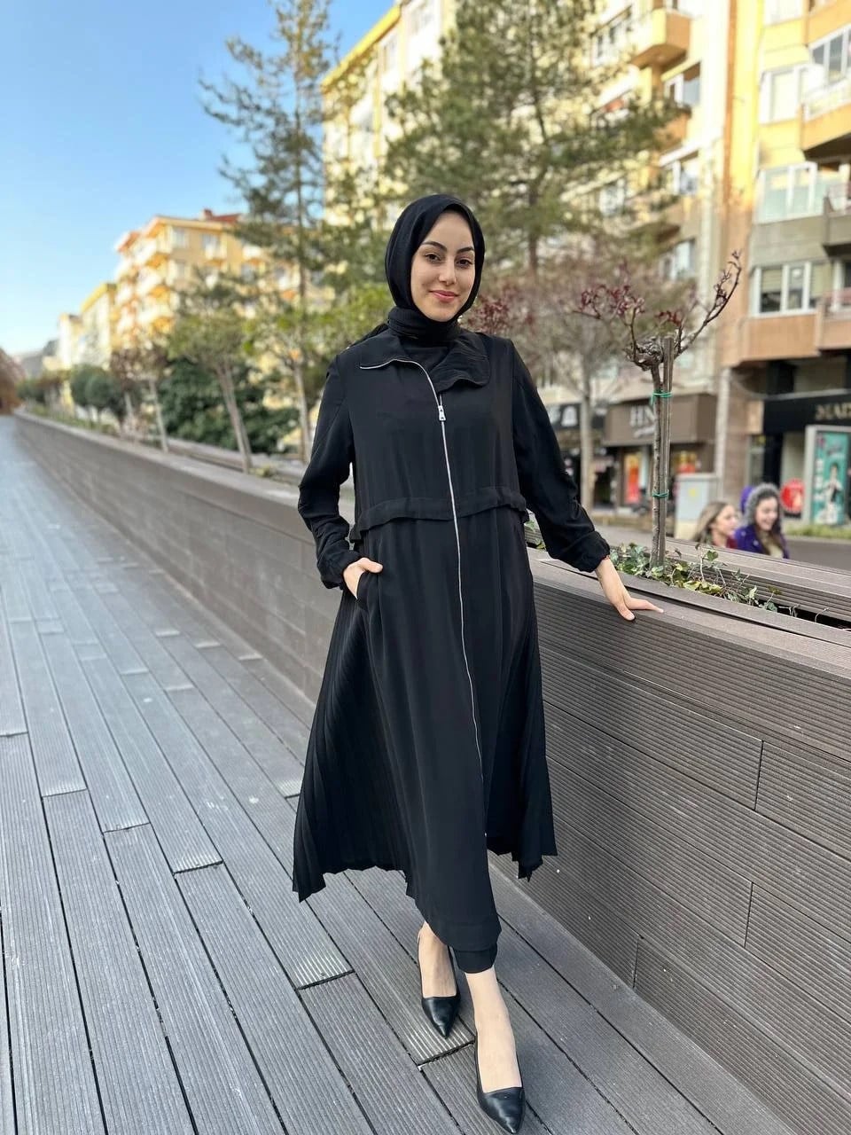 Misswhence 35516 Siyah Arkası Pilise Detaylı Kap