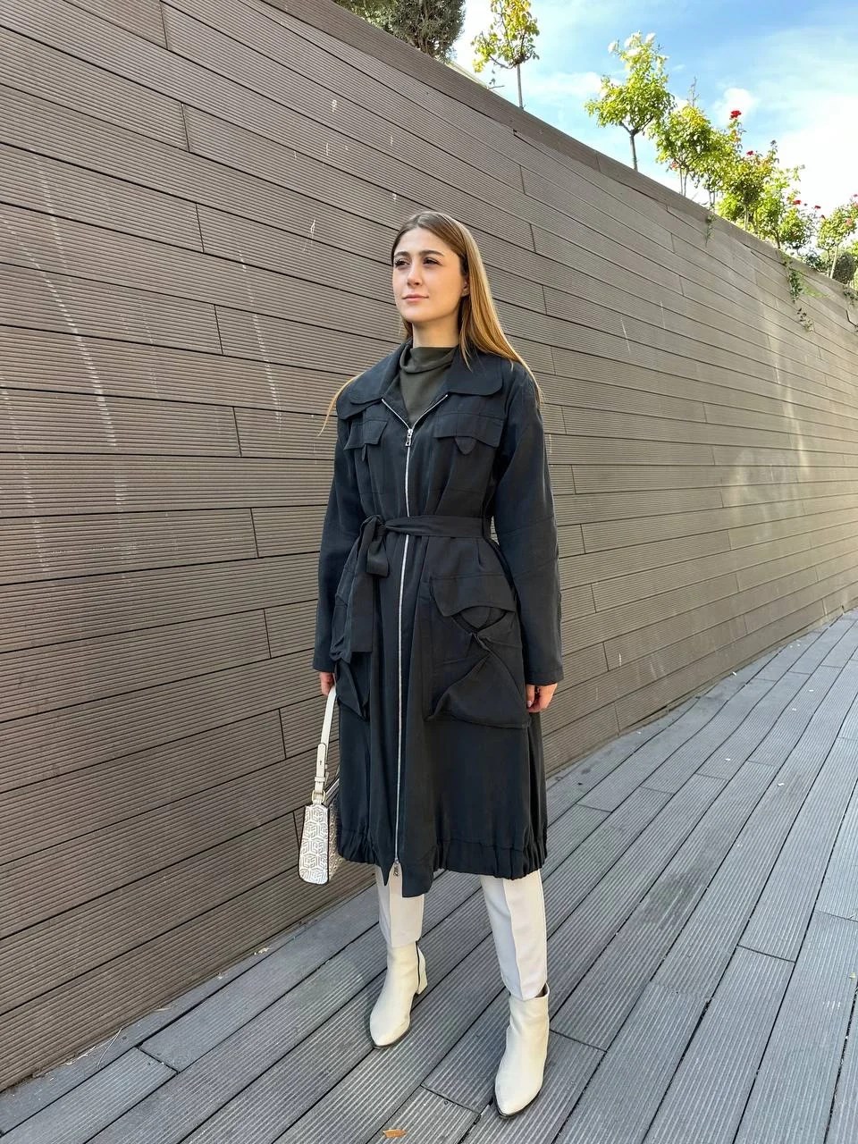 Misswhence 36404 Siyah Trençkot
