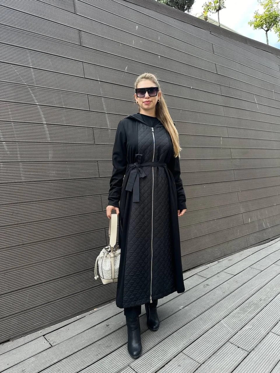 Misswhence 36501 Siyah Kapüşonlu Kap