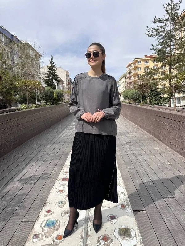 Misswhence 37004 Gri İpek Tunik