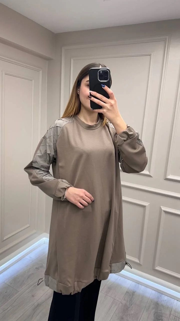 Misswhence 38040 Vizon Kolları Detaylı Tunik