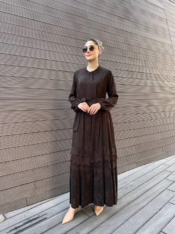 Misswhence 38528 Kahverengi Dantel Detaylı Kap