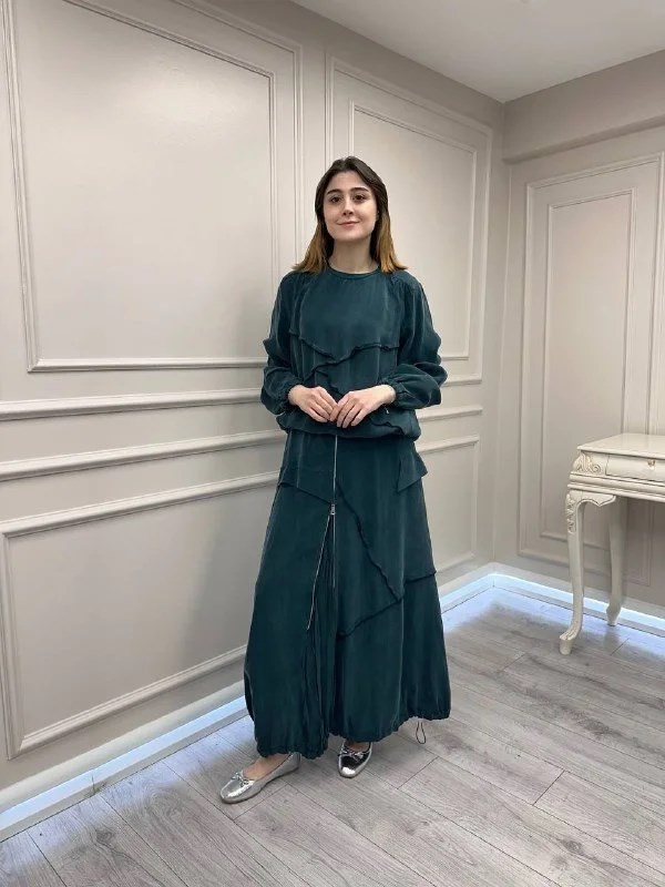 Misswhence 39020 Zümrüt Eteği Fermuar Detaylı Takım