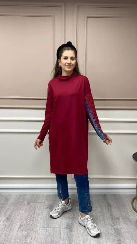 Misswhence MİSS199 Bordo Triko Tunik