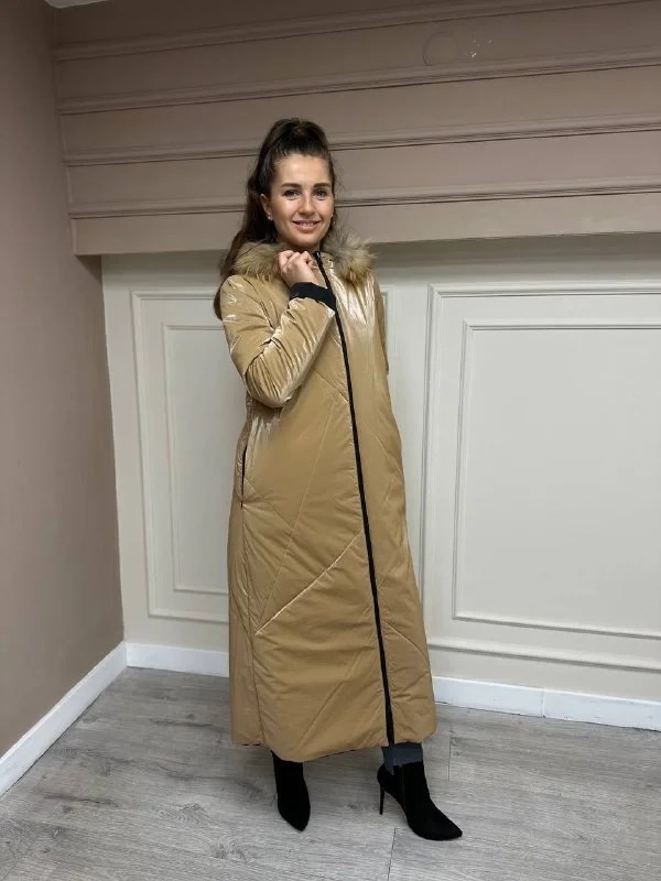 Ncl 22512 Siyah-Camel Çift Taraflı Kürklü Parka