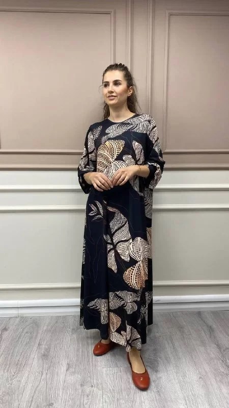 Noi 43221 Siyah Jarse Desenli Elbise