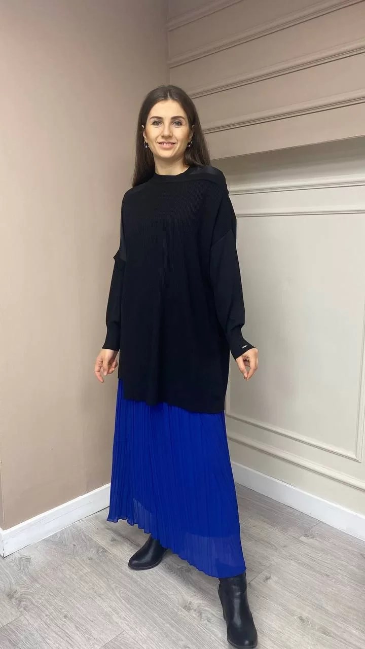 Noi 43424 Sax Şifon Pilise Etek