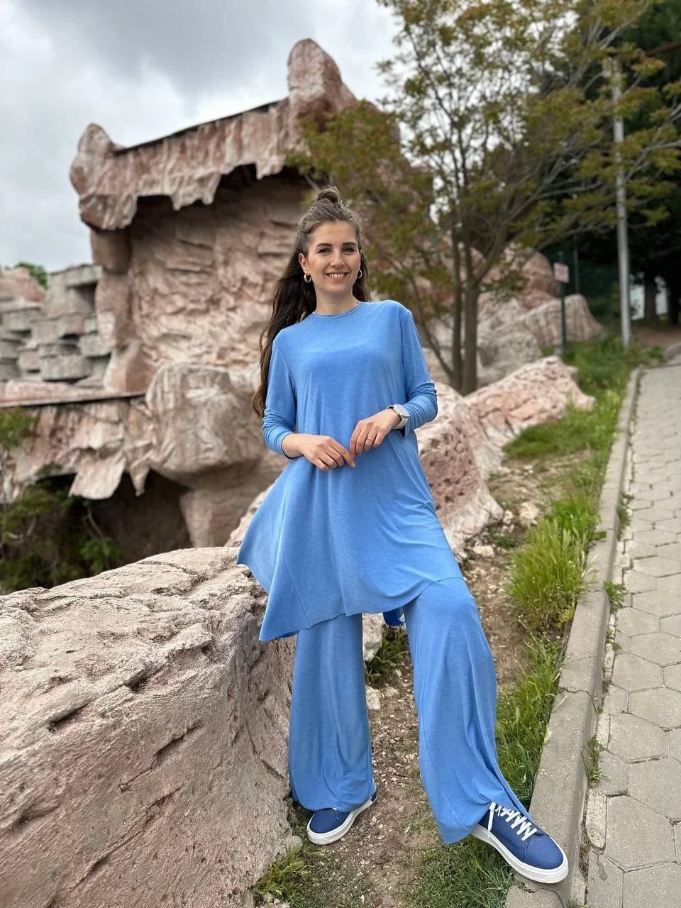Noi 53110 Mavi Elenay Pantolonlu Takım
