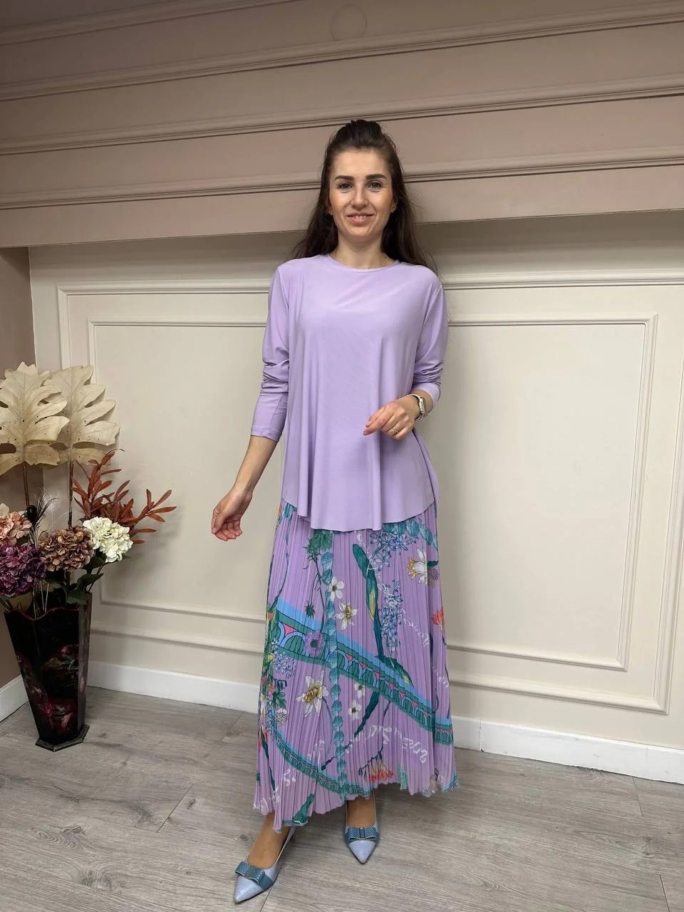 Noi 53112 Lila Önü Kısa Arkası Uzun Jarse Tunik