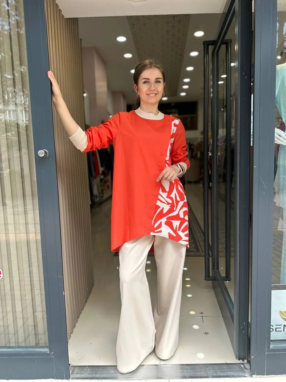 Nuss Triko 23Y5009 Turuncu Ön Detaylı Tunik