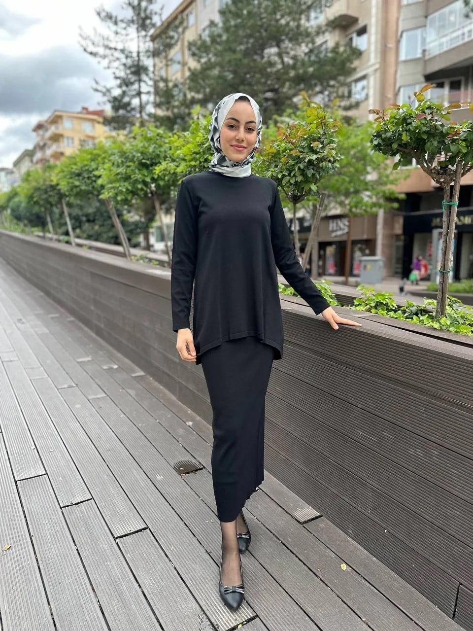 Nuss Triko 24K-029 Siyah Etekli Triko Takım