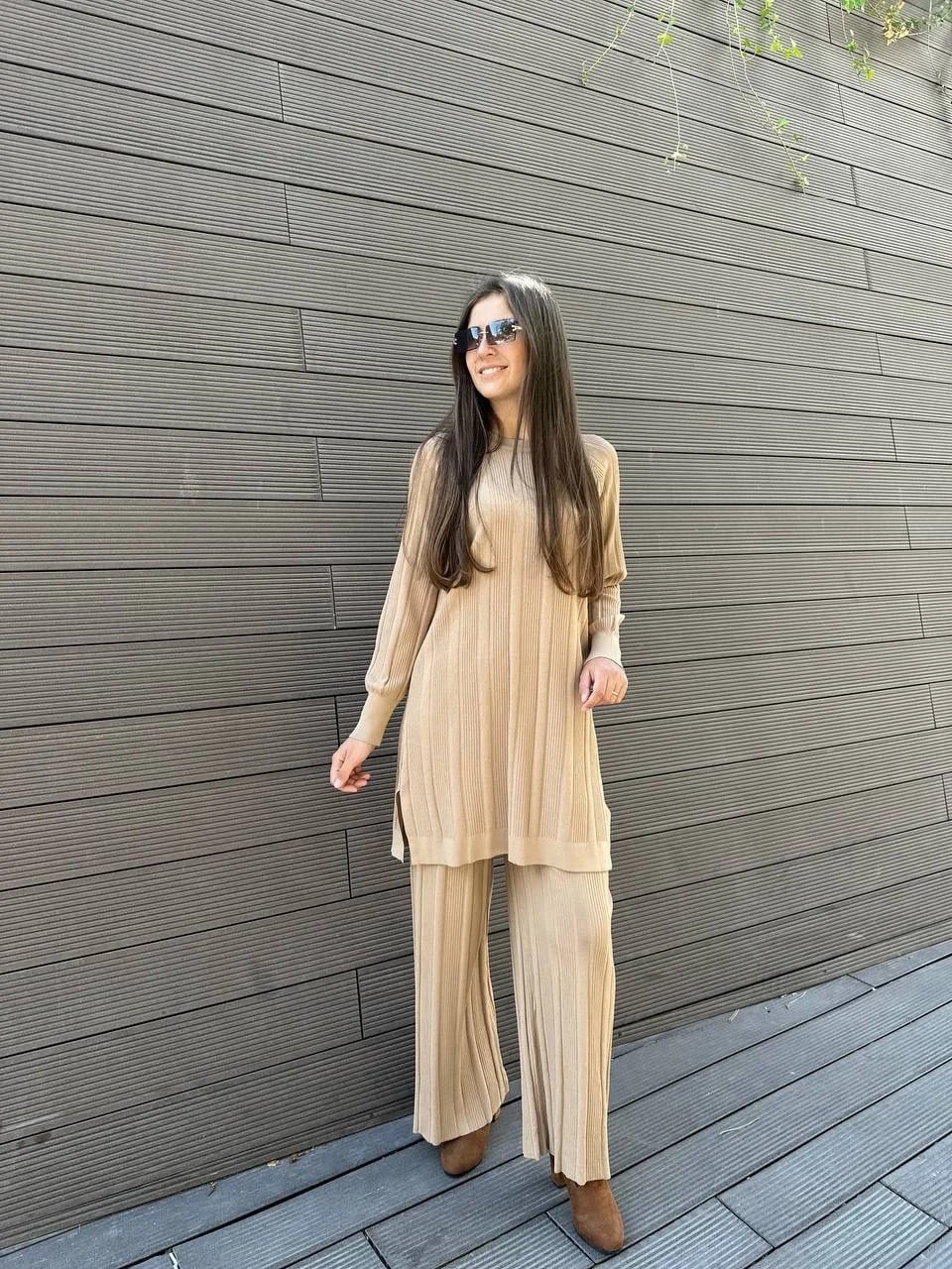 Nuss Triko 24K-610 Bej Pantolonlu Triko Takım