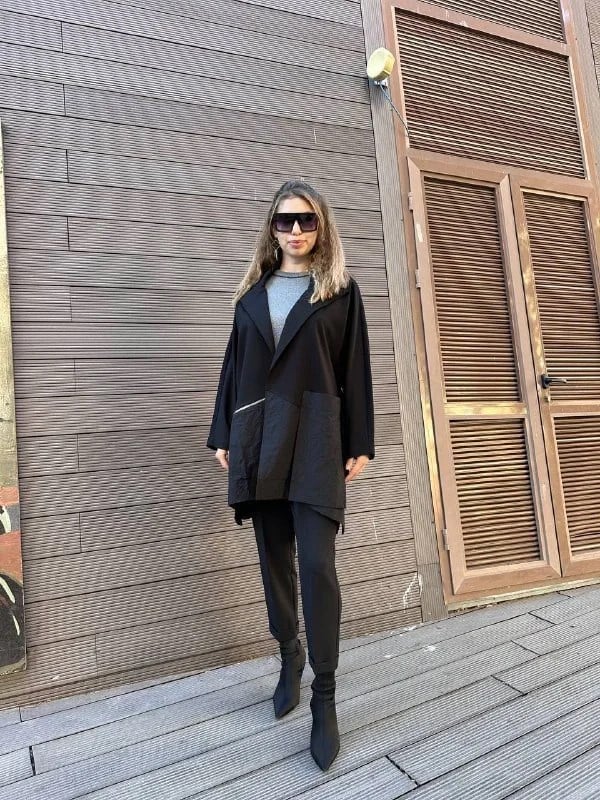 Nuss Triko 25K6002 Siyah Fermuar Detaylı Kap