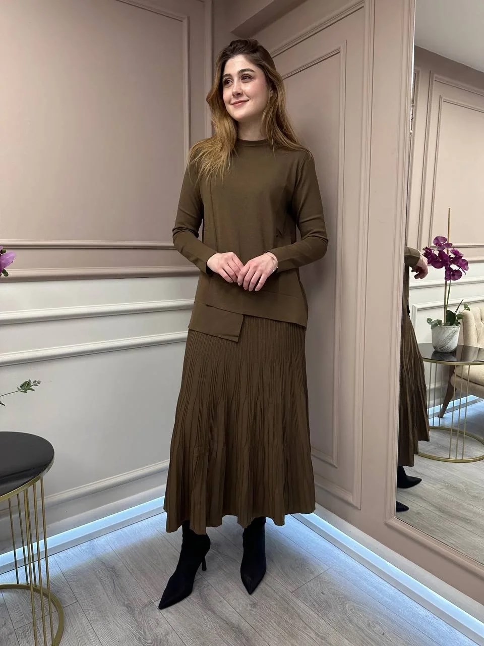 Nuss Triko 25Y703 Sütlü Kahve Triko İkili Takım