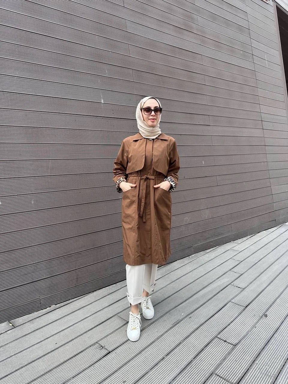 Trenç 3723 Kahve Yaka Detaylı Kap