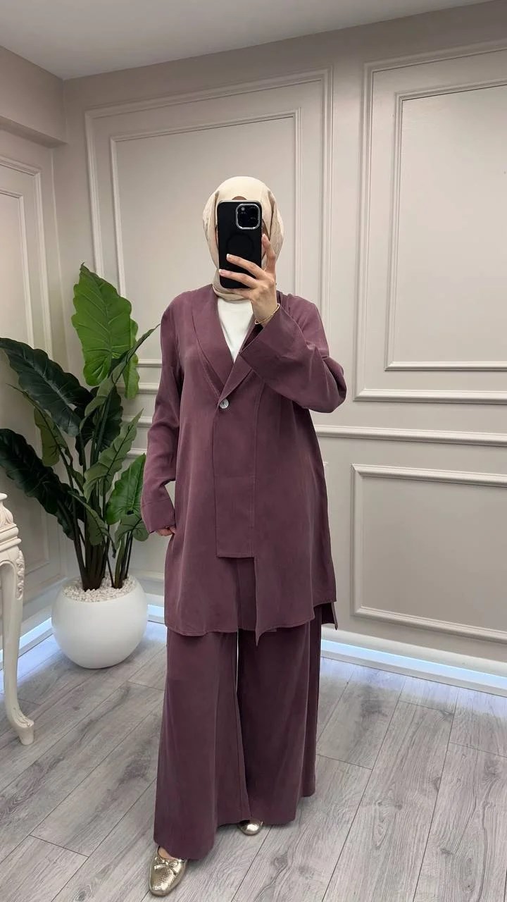 Trenç 3742 Bordo Önü Düğmeli Kap Pantolon Takım