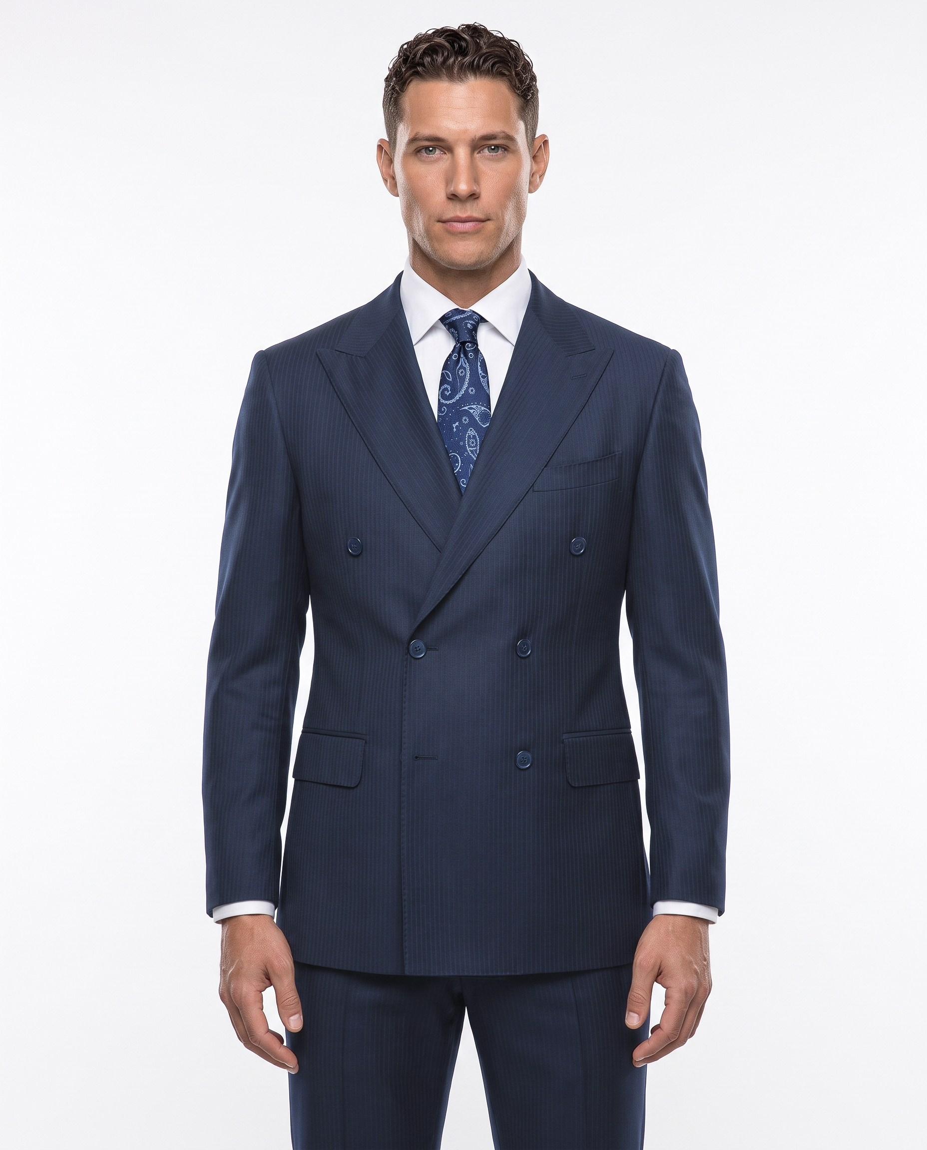 Fabello Double-Breasted Suit Navy