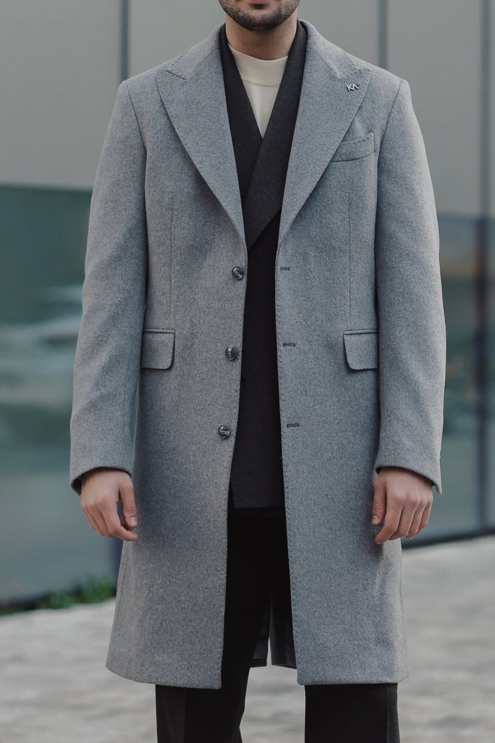 Double Breasted Coat Grey