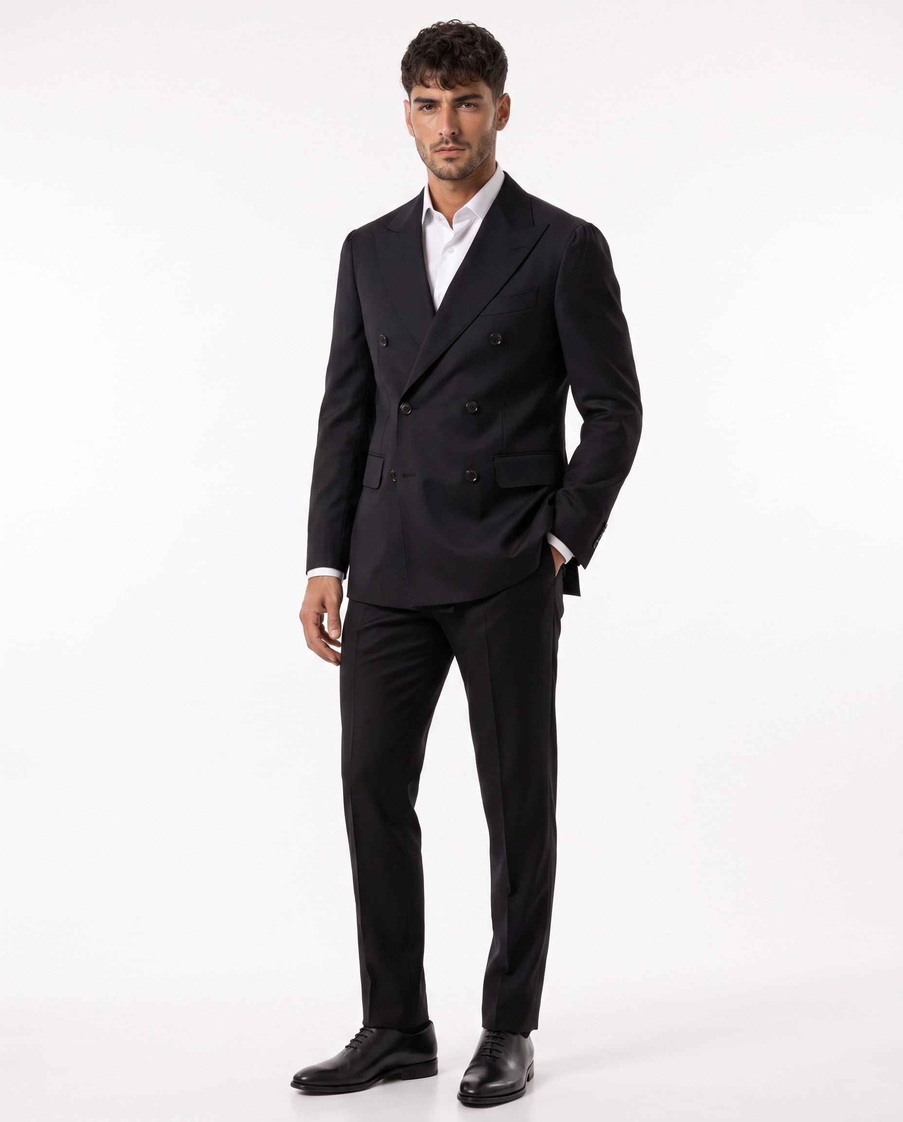 Paris  Double-Breasted Suit Black