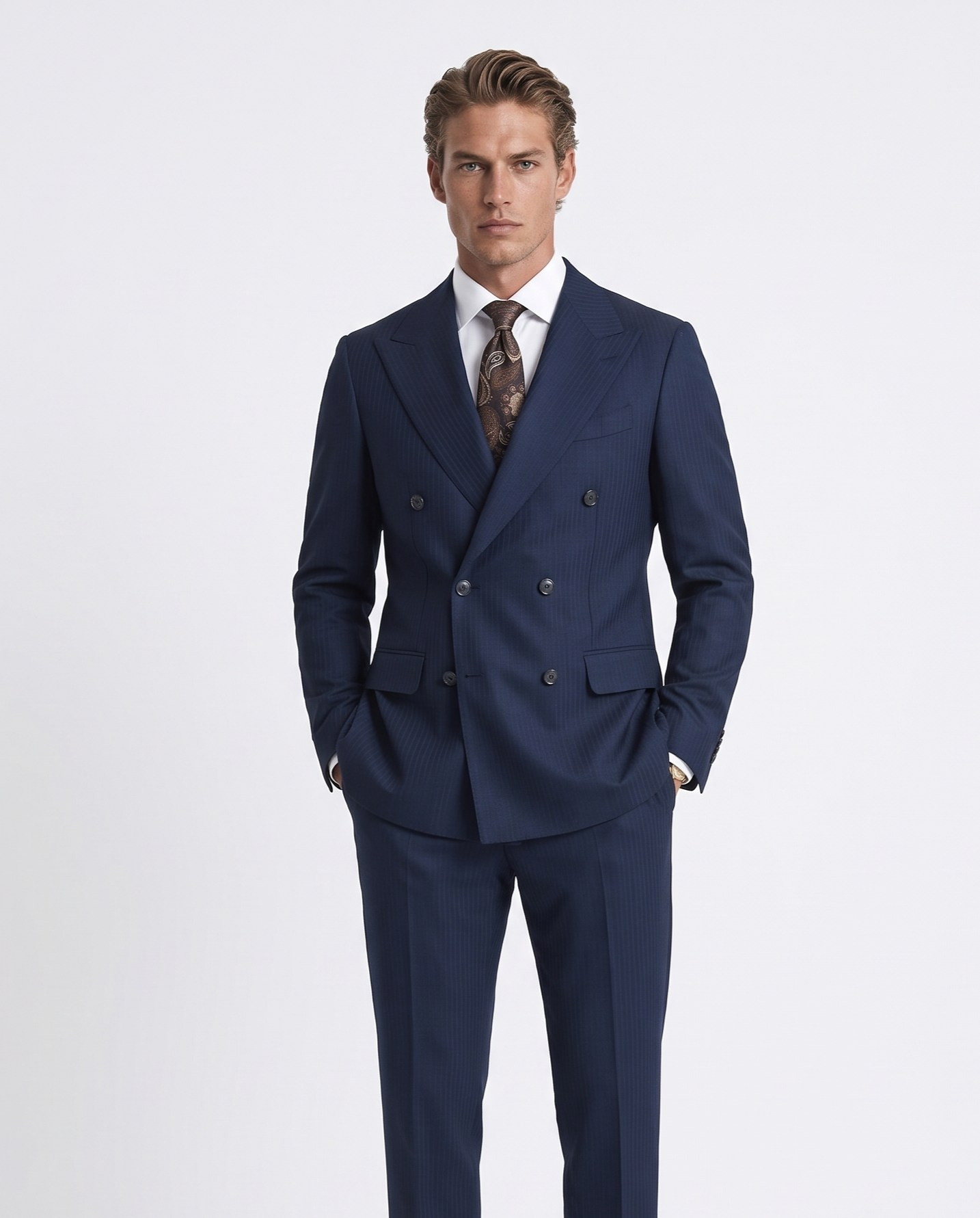 Staten Double-Breasted Suit Navy