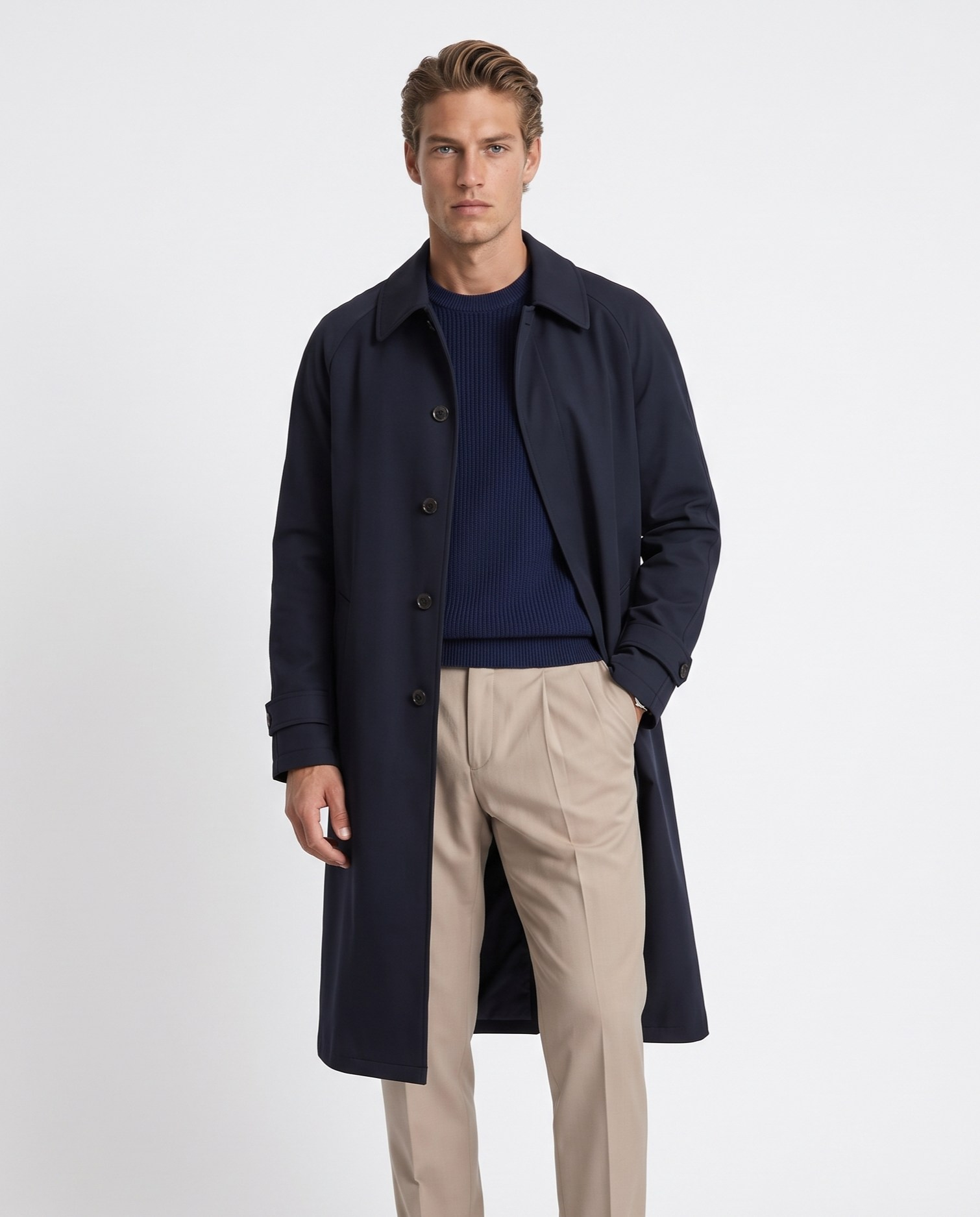 Fronze Trench Coat Lacivert