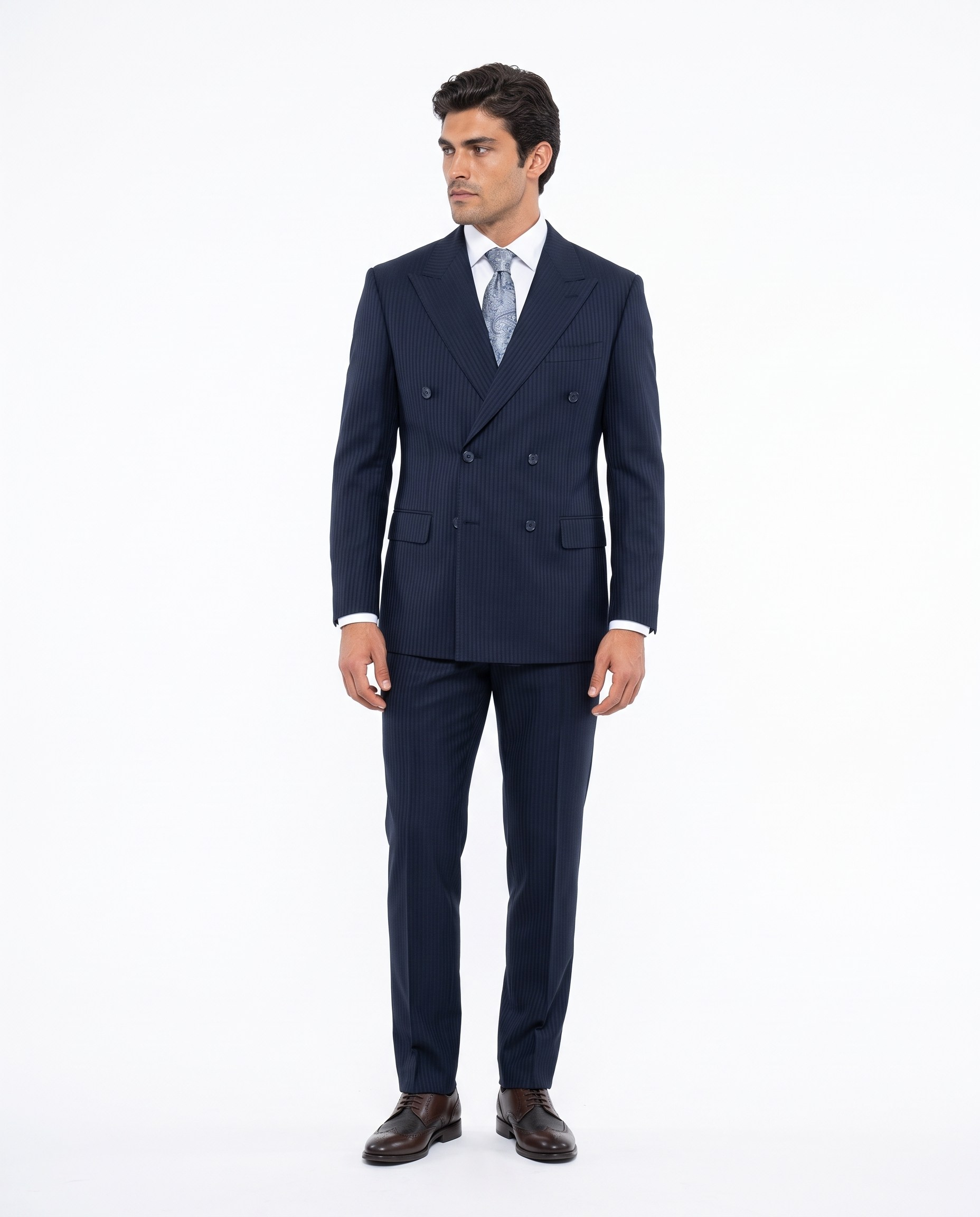Varollo Double-Breasted Suit Navy