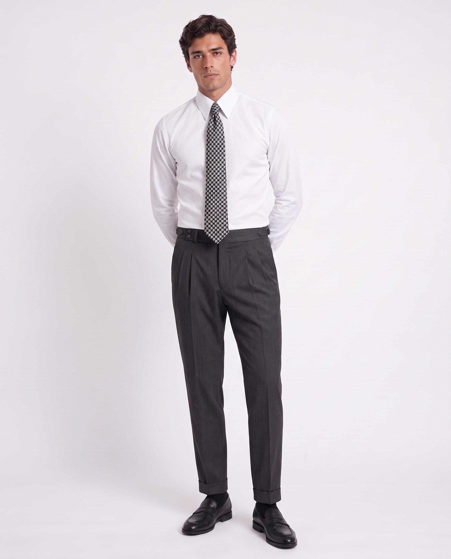 Zayn Double-Pleated Pants Smoked
