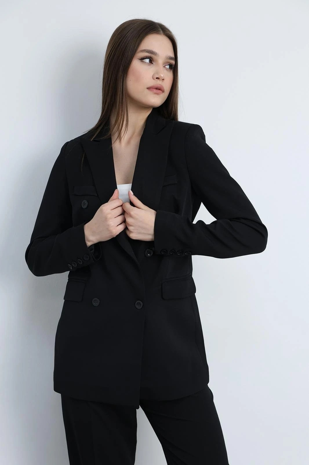 Aria Düğmeli Blazer Ceket Siyah