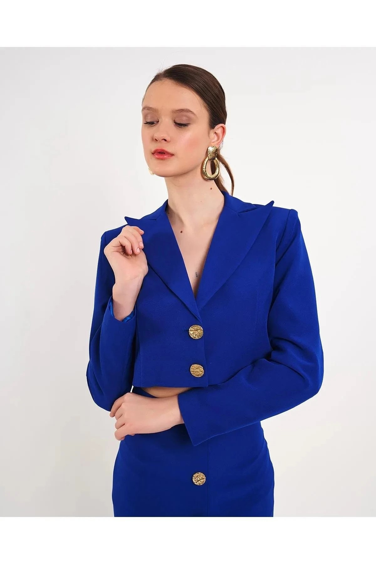Crop Blazer Ceket Saks