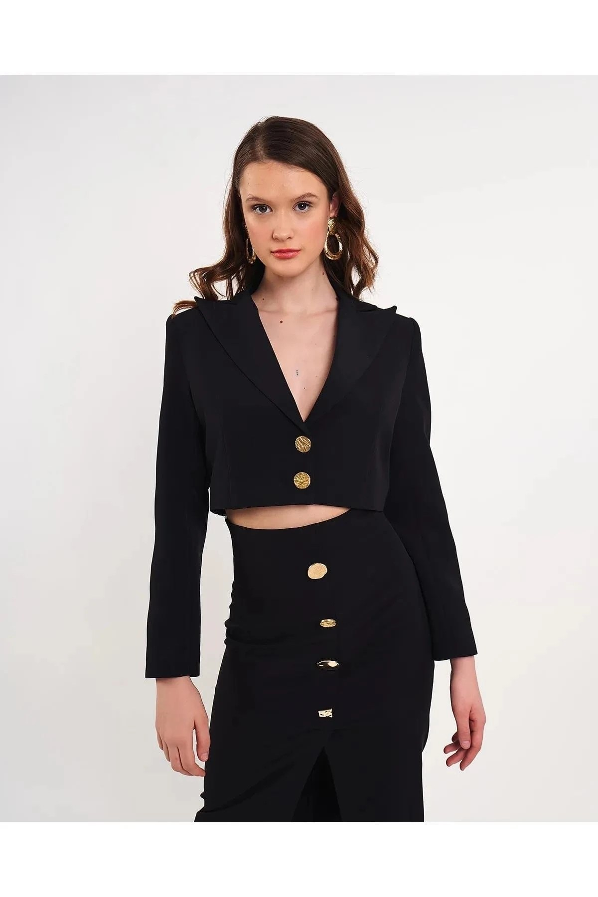 Crop Blazer Ceket Siyah