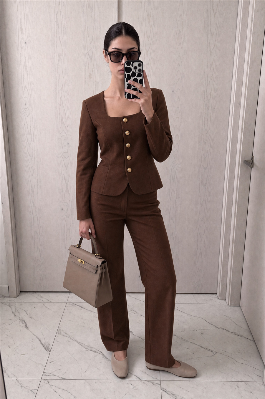 Jane Button Tailored Suit Kahverengi