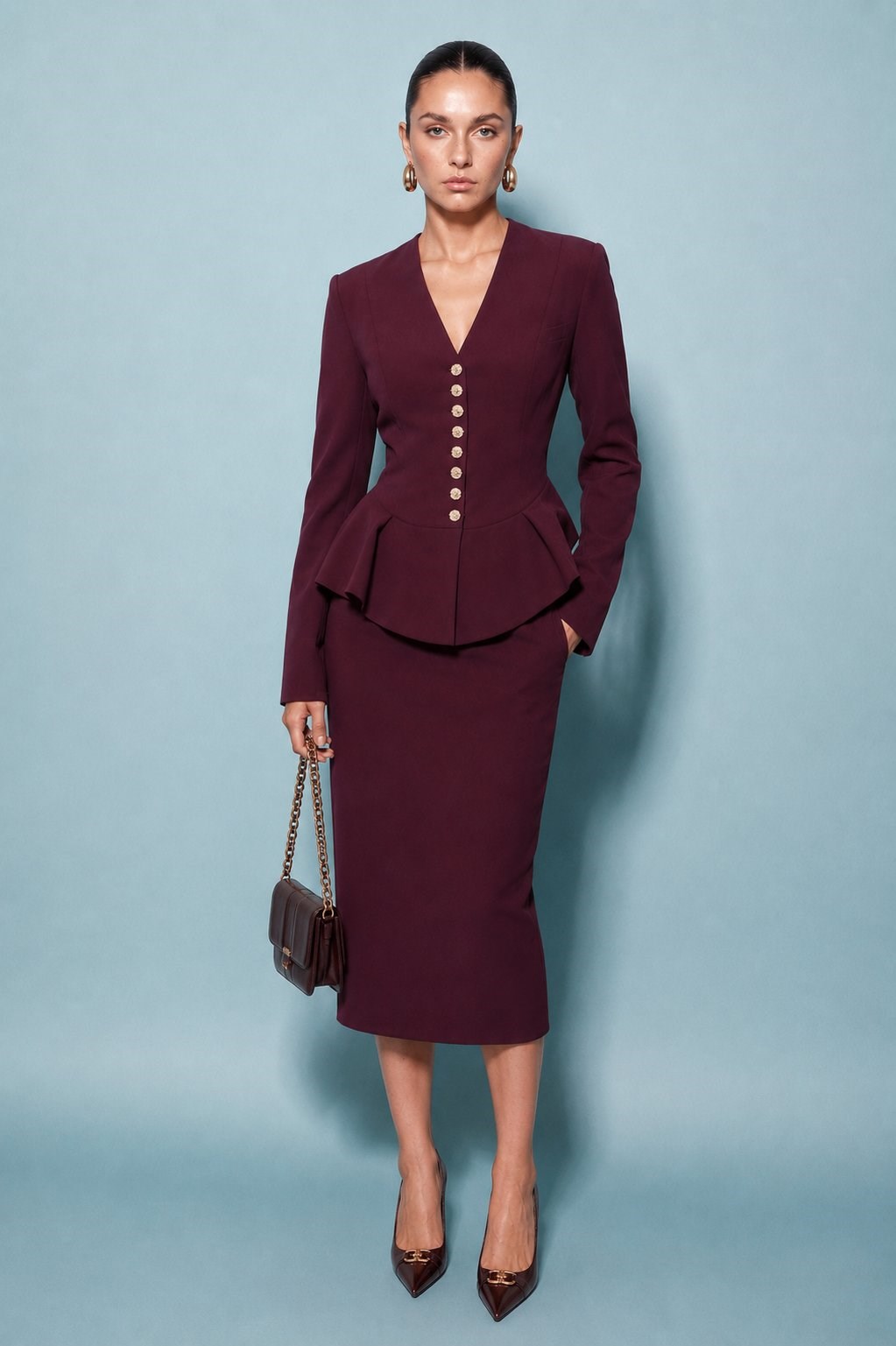 Odette Peplum Suit Mürdüm