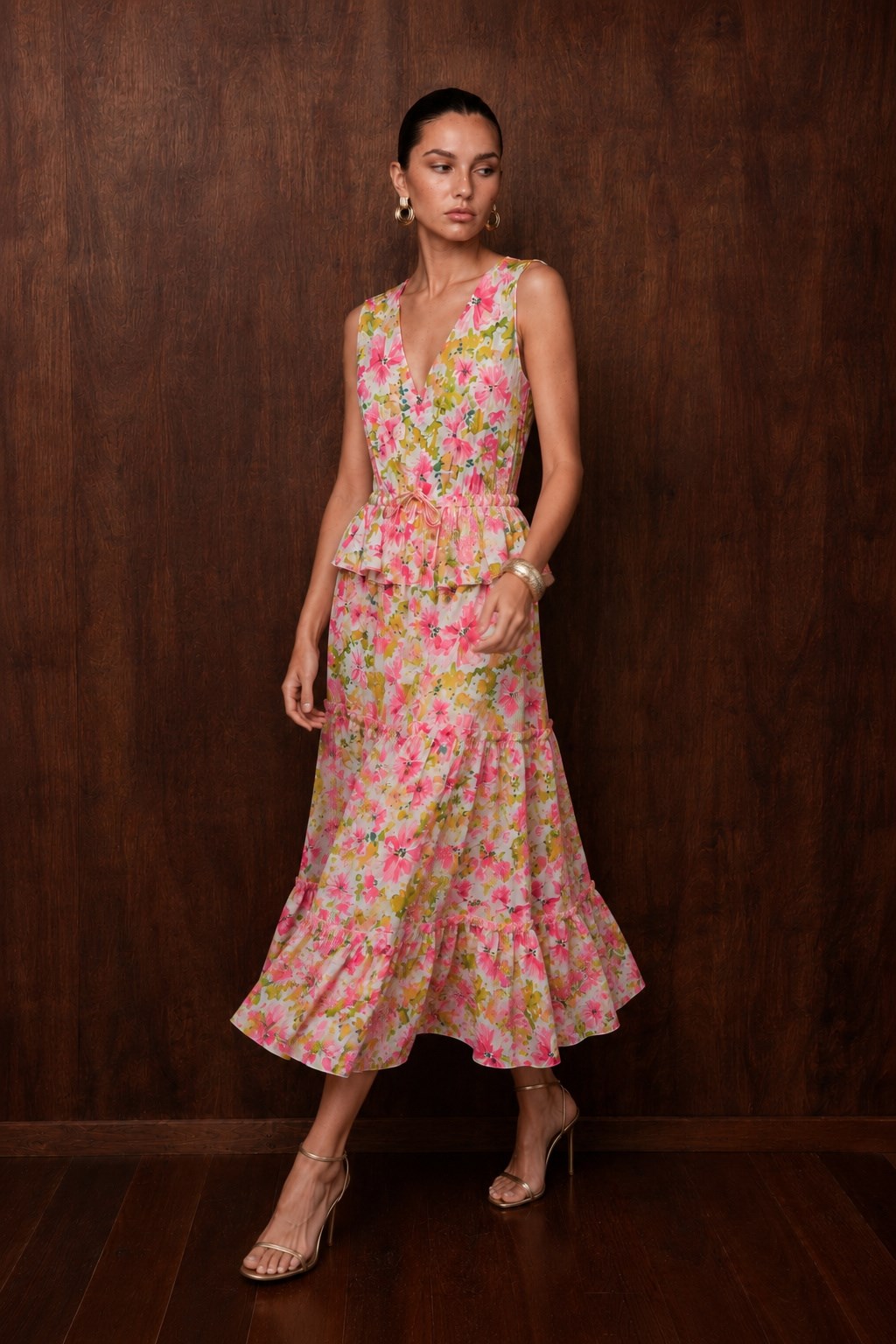 Peony Floral Maxi Elbise