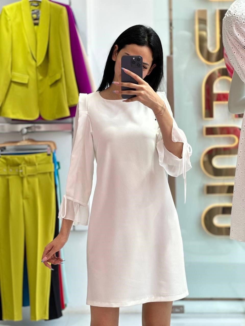 Truvakar Kol Detaylı Beyaz Mini Elbise