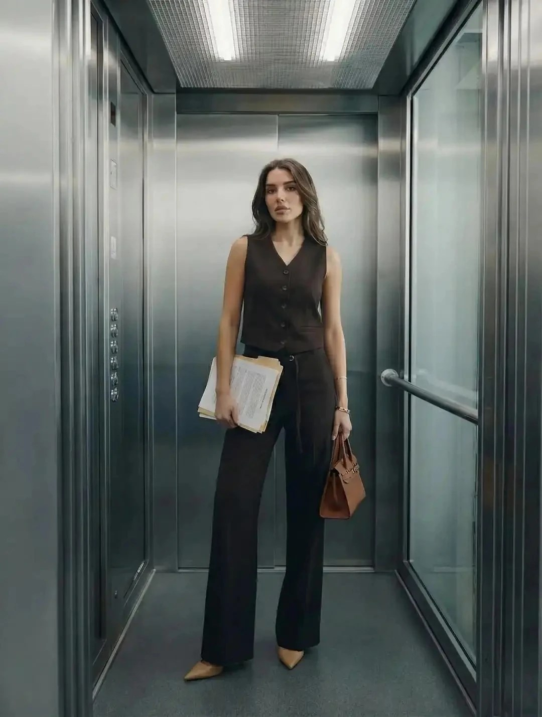 Yelek ve Pantolon İkili Takım Kahverengi