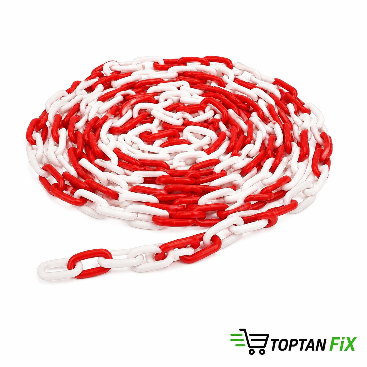 6 mm Plastik Kırmızı-Beyaz Zincir 1 m